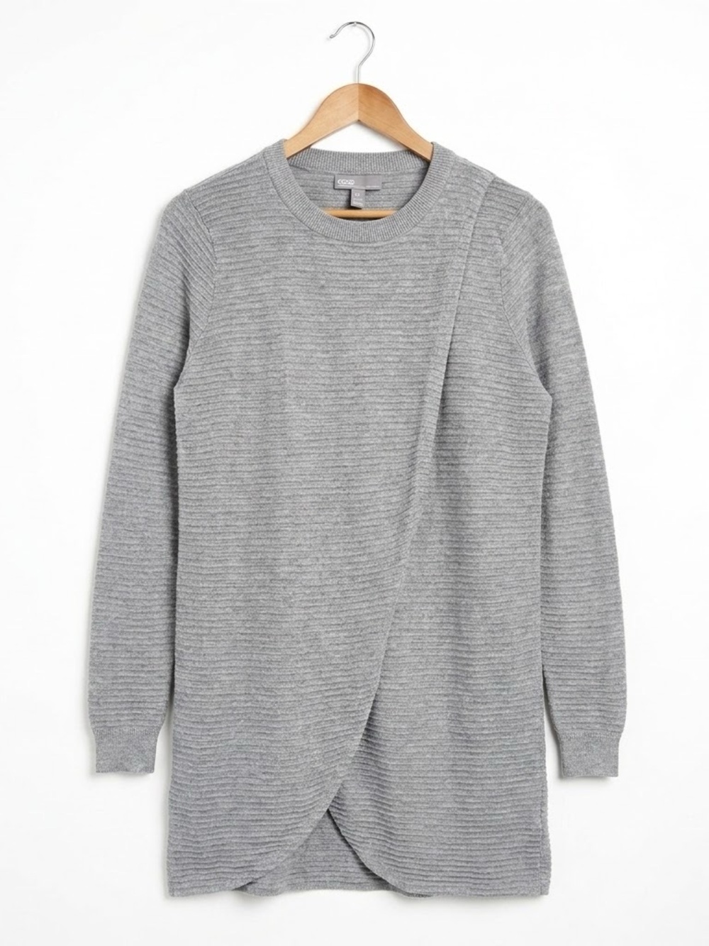 ASOS Gray Ribbed Knit Tulip Wrap Hem Tunic Sweater Size 6